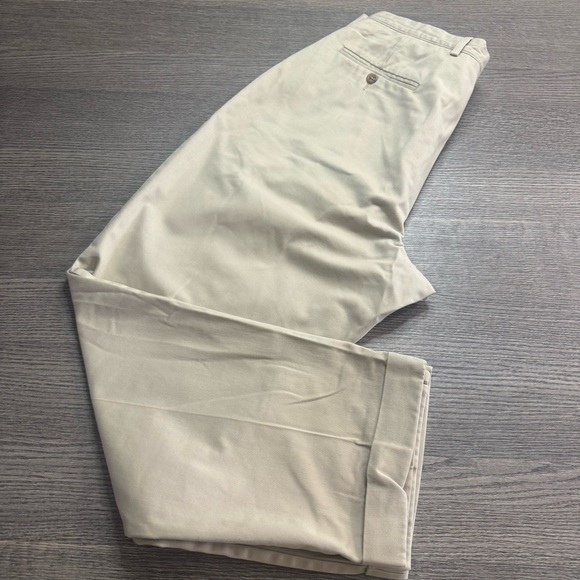 Tommy Hilfiger Men’s Classic Pants 36x29 (Fits 34x28) Beige Pleated Cuffed - Picture 5 of 7